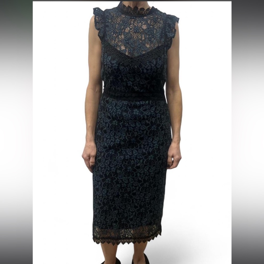 Zara Lace Midi Dress with High Neck